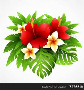 Vector illustration with tropical plants and flowers EPS 10. Vector illustration with tropical plants and flowers