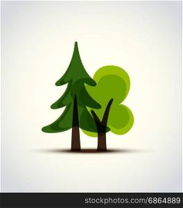 vector illustration with two green trees