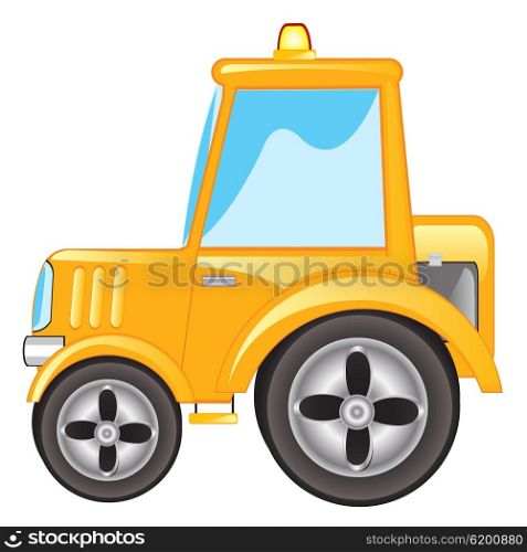 Vector illustration yellow tractor on white background. Yellow tractor