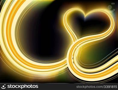 Vector illustrator of shiny lines crossing each other on heart shape
