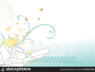 Vector illustrator of urban floral background on the grunge style