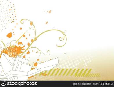 Vector illustrator of urban floral background on the grunge style