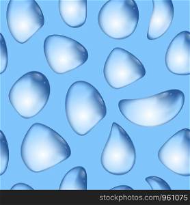 vector illustrtion. realistic water drops seamless pattern on blue background.. vector. realistic water drops seamless pattern on blue background.