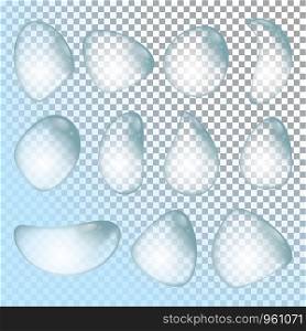 vector illustrtion. set of realistic water drops on transparent background. raindrop on glass of window.. vector. set of realistic water drops on transparent background. raindrop on glass of window.