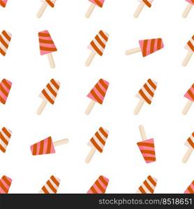 Vector image for use in web design and textiles. Strawberry and cream ice cream on stick