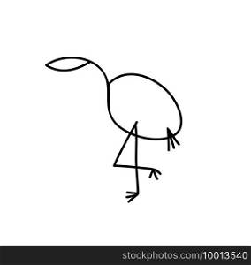 Vector image monoline flamingo bird standing on one leg. Stylized logo design for pattern, banner icon, poster.. Vector image monoline flamingo bird standing on one leg. Stylized logo design for pattern, banner icon, poster