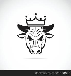 Vector image of a bull head wearing a crown. Vector image of a bull head wearing a crown on white background.