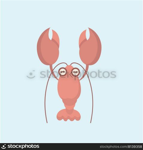 Vector image of a cartoon funny shrimp on pastel background.. Vector image of a cartoon funny shrimp 