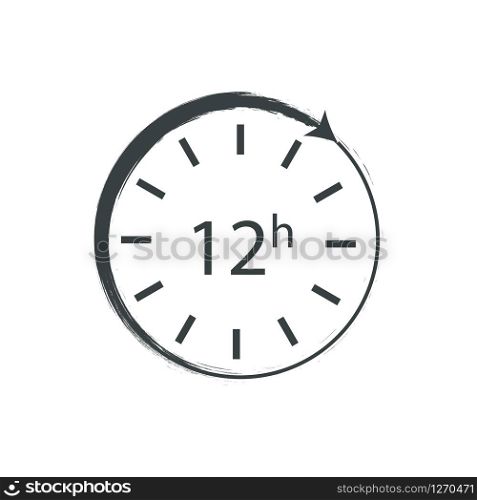 vector image of a clock that runs twelve hours
