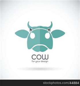 Vector image of a cow head design on brown background, Cow Logo. Farm Animals.