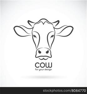 Vector image of a cow head design on brown background, Vector cow logo. Farm Animals.