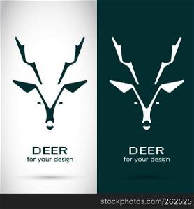 Vector image of a deer head design on white background and blue background, Logo, Symbol