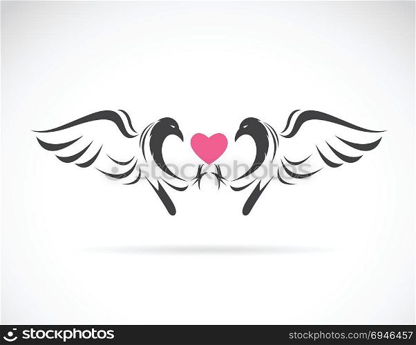 Vector image of a eagle and heart on white background