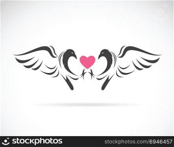 Vector image of a eagle and heart on white background