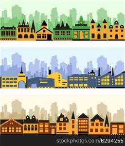 Vector image of a fragment of the city on a colored background