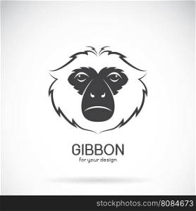 Vector image of a gibbon head design on white background, Vector gibbon logo. Wild Animals.