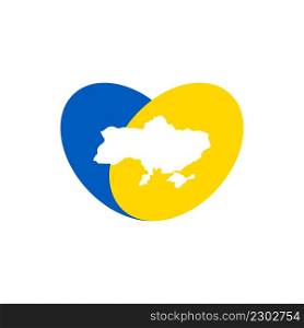 vector image of a heart in the colors of the Ukrainian flag