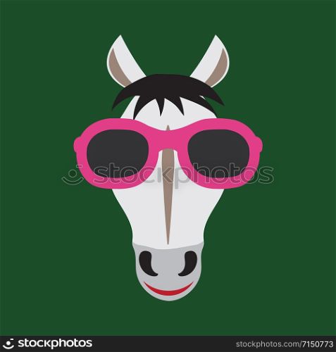 Vector image of a horse wearing glasses.