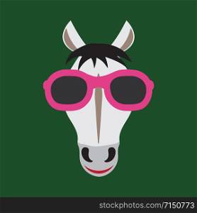 Vector image of a horse wearing glasses.