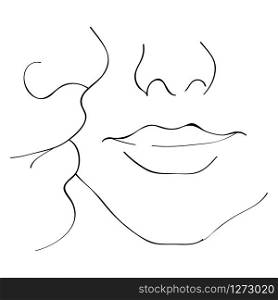 Vector image of a kiss on the cheek. Kiss of boyfriend and girlfriend.