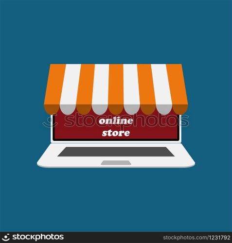 Vector image of a laptop with an online store profile
