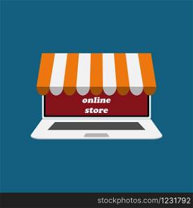 Vector image of a laptop with an online store profile