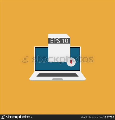 Vector image of a laptop with loading of eps files