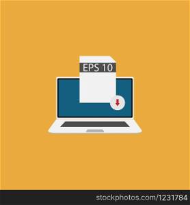 Vector image of a laptop with loading of eps files