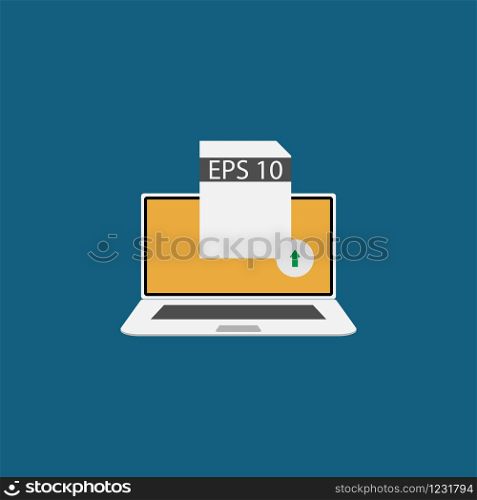 Vector image of a laptop with the export of eps files