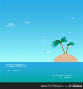 vector image of a lonely sunny island in the ocean