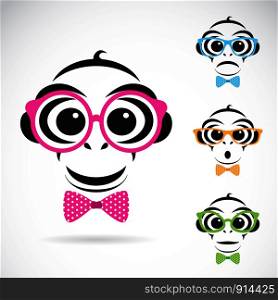 Vector image of a monkey wearing glasses on white background. Fashion