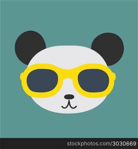 Vector image of a panda wearing glasses.