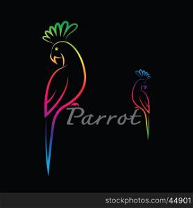 Vector image of a parrot design on black background, Wild Animals, Vector illustration. Bird Logo