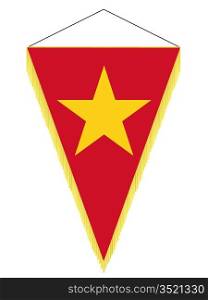 Vector image of a pennant with the national flag of Vietnam