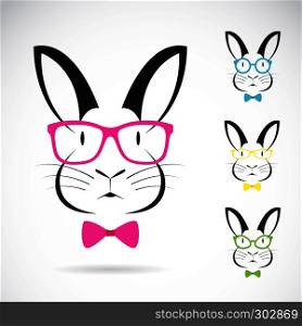 Vector image of a rabbits wear glasses on white background.