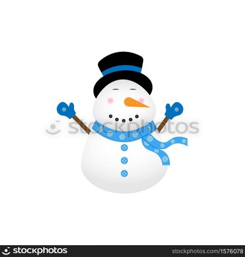 vector image of a realistic snowman who loves blue