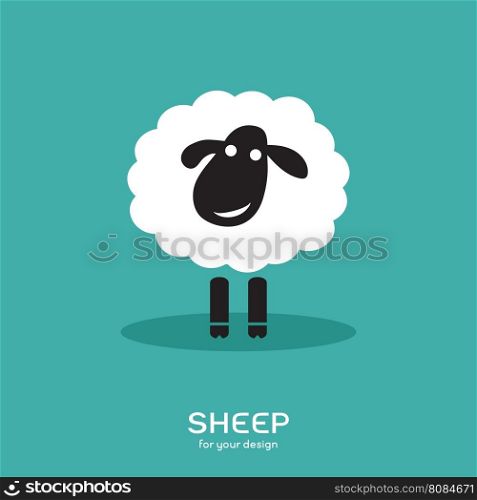 Vector image of a sheep design on bluel background, Farm Animals.
