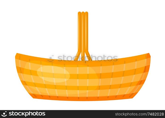 Vector image of a simple color baskets made of wicker. Cartoon style. Flat design basket on a white background. Stock vector illustration