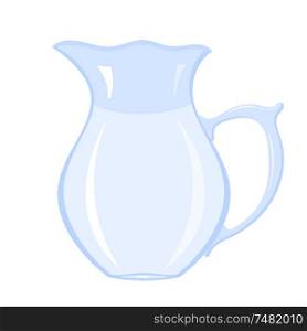 Vector image of a simple glass jar with water on a white background. Stock vector illustration