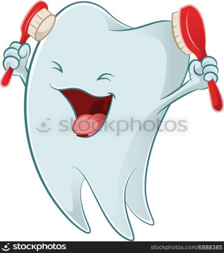 Vector image of a smiling Cartoon tooth