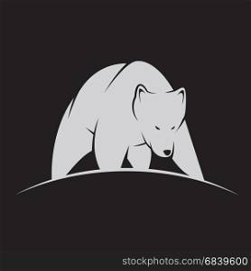 Vector image of a white bear on black background