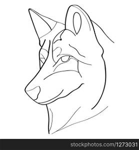 vector image of a wolf or shepherd&rsquo;s head in outlines