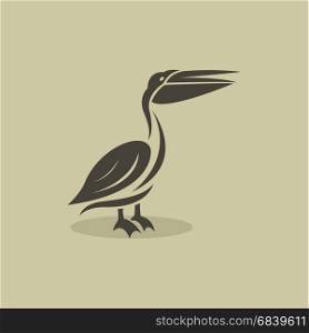 Vector image of an billed stork on brownish background