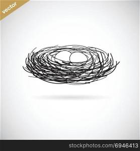 Vector image of an bird&rsquo;s nest on white background