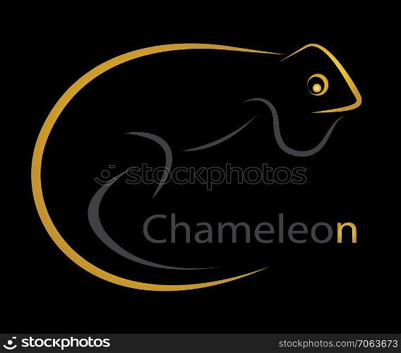 Vector image of an chameleon on black  background