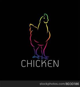 Vector image of an chicken design on black background.