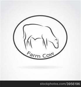 Vector image of an cow in the circle on white background. logo farm