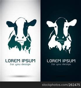 Vector image of an cow on white background and blue background, Logo, Symbol