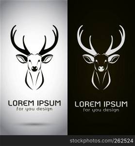 Vector image of an deer design on white background and brown background, Logo, Symbol