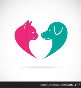 Vector image of an dog and cat on a white background